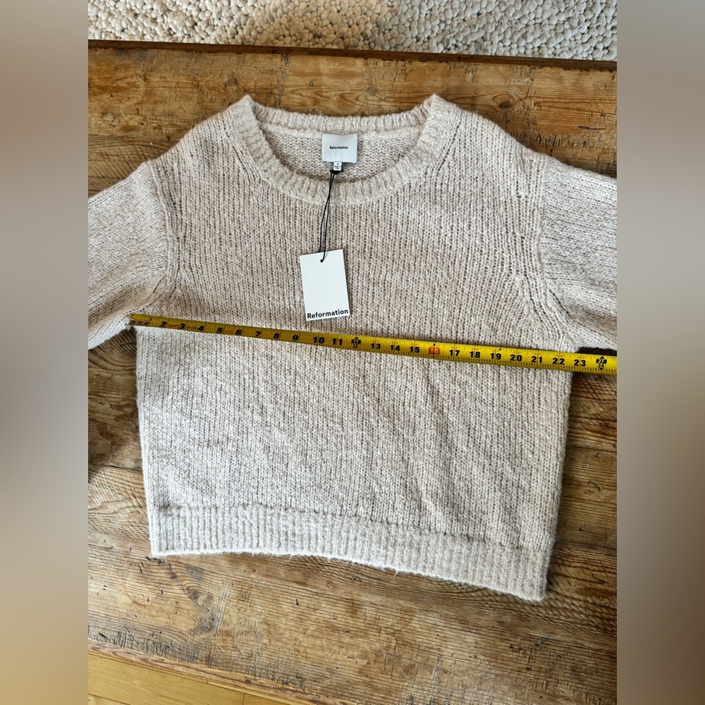 Reformation Cici Oversized Crew Sweater Natural - Size S - Picture 10 of 15